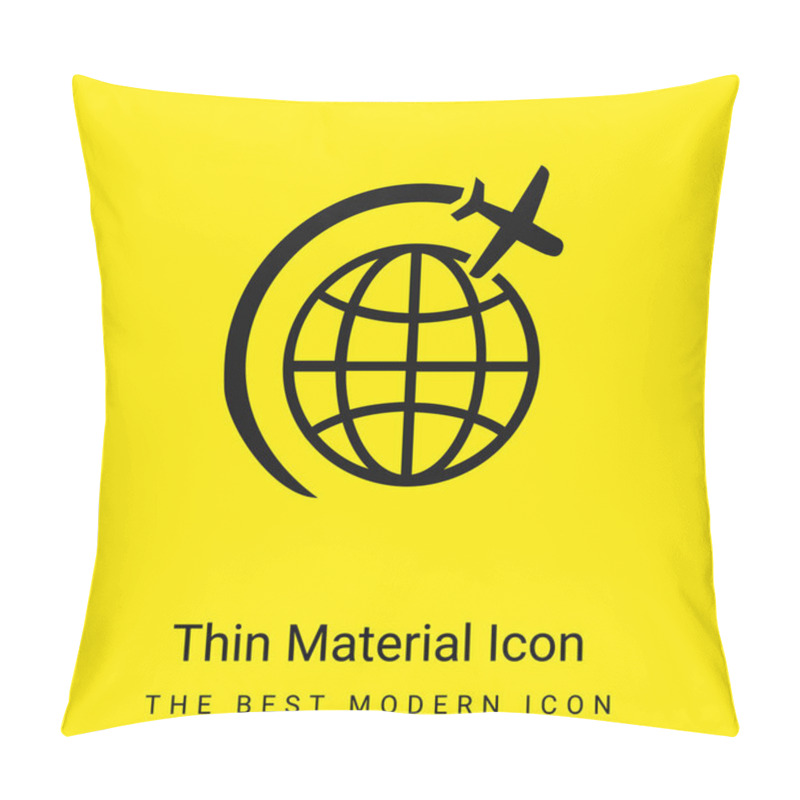 Personality  Airplane Flight In Circle Around Earth minimal bright yellow material icon pillow covers
