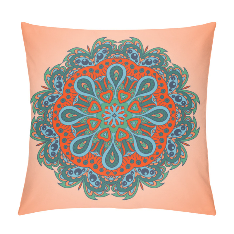 Personality  Mandala Doodle Drawing. Colorful Floral Ornament Pillow Covers