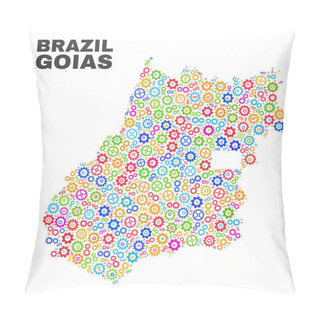 Personality  Mosaic Goias State Map Of Gear Elements Pillow Covers