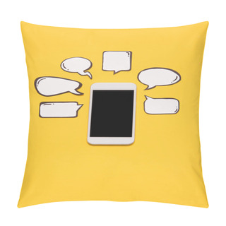 Personality  Smartphone And Blank Speech Bubbles Pillow Covers
