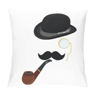 Personality  Bowler Hat, Smoking Pipe,mustache And Monocle Pillow Covers