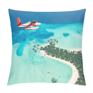 Personality  Sea Plane Flying Above Maldives Islands Pillow Covers