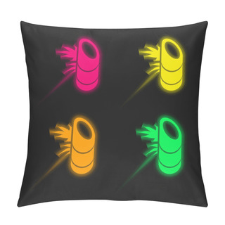 Personality  Bamboo Plant From Japan Four Color Glowing Neon Vector Icon Pillow Covers