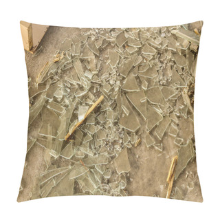 Personality  Dive Into The Fractured World Of Shattered Glass With This Mesmerizing Texture, Capturing The Intricate Patterns And Jagged Edges Of Fragmented Panes Pillow Covers