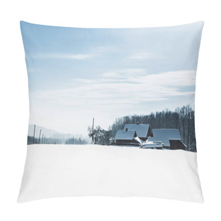 Personality  Village In Carpathians Covered In Snow Near Winter Forest Pillow Covers