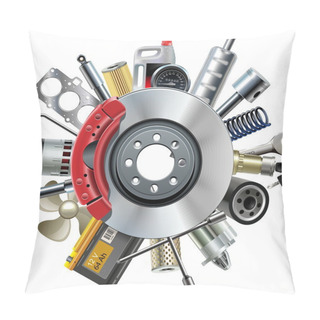 Personality  Vector Car Spares Concept With Disk Brake Pillow Covers