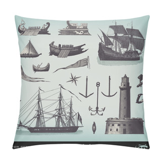 Personality  Engraving Vintage Nautical Set Pillow Covers