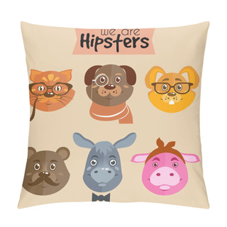 Personality  Collection Of Hipster Cartoon Character Animals Pillow Covers