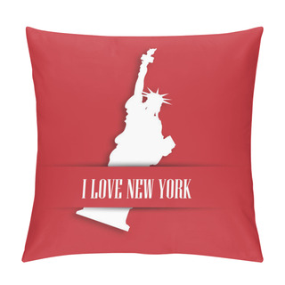 Personality  Statue Of Liberty White Paper Cutting In Red Greeting Card Pocket With Label I Love New York. United States Symbol And Independence Day Theme. Vector Illustration Pillow Covers