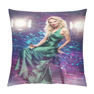 Personality  Beautiful Girl In Evening Dress Surrounded By Light Pillow Covers