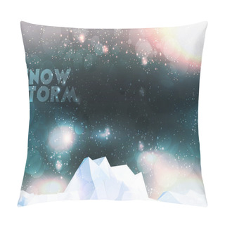 Personality  Beautiful Winter Landscape With Night Sky And Snow Storm - Vector Illustration Pillow Covers