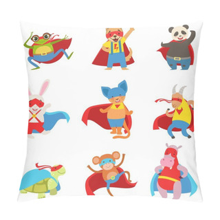 Personality  Animals Dressed As Superheroes With Capes And Masks Set Pillow Covers