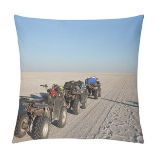 Personality  Quad Bikes Line Up On A Salt Pan Pillow Covers