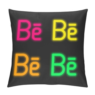 Personality  Behance Four Color Glowing Neon Vector Icon Pillow Covers