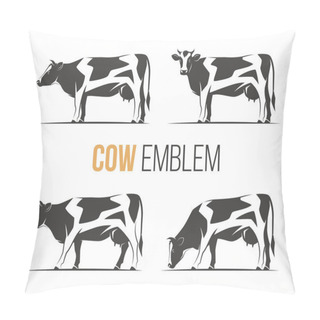 Personality  Vector Set Of A Stylish Spotted Holstein Cows. Pillow Covers