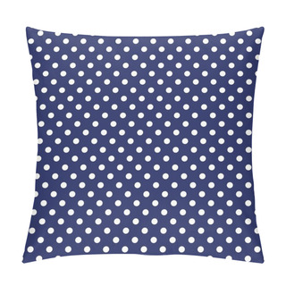 Personality  Vector Seamless Pattern With White Polka Dots On Sailor Navy Blue Background Pillow Covers