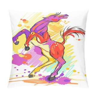 Personality  Magic Horse On Colorful Background Pillow Covers