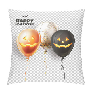 Personality  Vector Halloween Balloon With Scary, Spooky Faces Pillow Covers