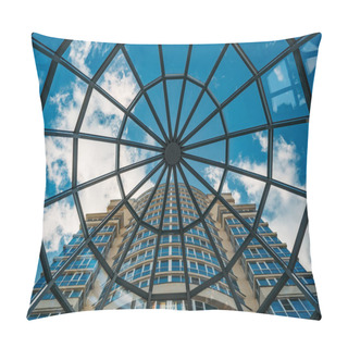 Personality  Looking Up At Modern Building Through Glass Transparent Dome Pillow Covers