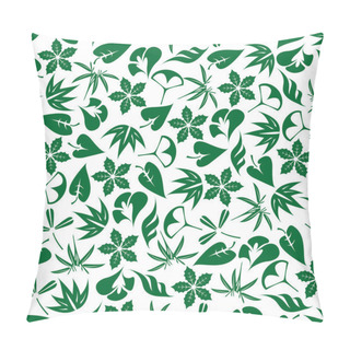 Personality  Seamless Emerald Green Leaves And Twigs Pattern Pillow Covers