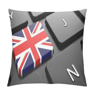 Personality  United Kingdom - Flag On Button Of Black Keyboard. Pillow Covers