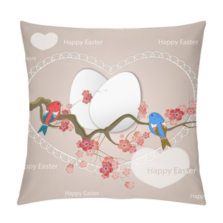 Personality  Happy Easter Birds Vector Illustration  Pillow Covers