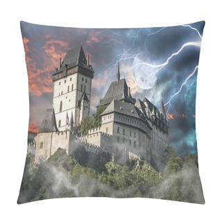Personality  Haunted Castle Karlstejn In Storm Pillow Covers