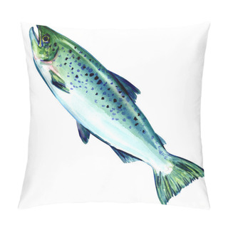 Personality  Atlantic Salmon Fish On White Background Pillow Covers