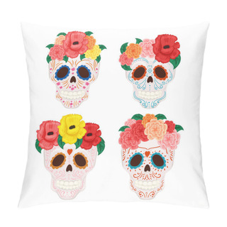 Personality  Cartoon Mexican Sugar Skull Illustration For Day Of The Dead Pillow Covers
