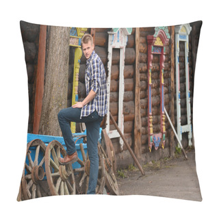 Personality  The Beautiful Man Against Wooden House Pillow Covers