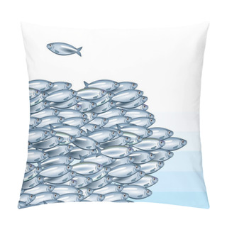 Personality  Fish Swarms Together, One Not Pillow Covers