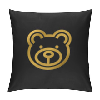 Personality  Bear Face Gold Plated Metalic Icon Or Logo Vector Pillow Covers