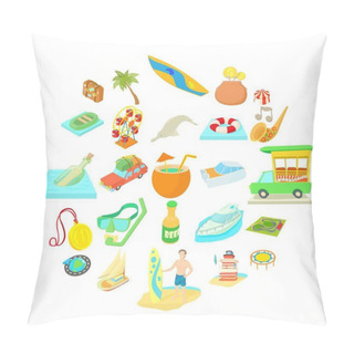 Personality  Adventure Icons Set, Cartoon Style Pillow Covers