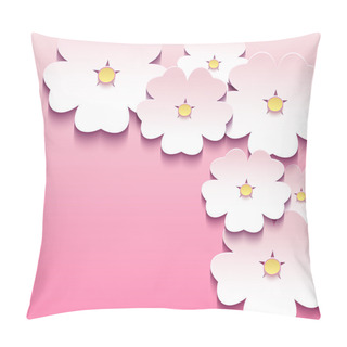Personality  Abstract Floral Pink Background With 3d Flowers Sakura Pillow Covers