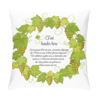 Personality  Hand Drawn Wreath With Grapes Isolated On White Background. It Can Be Used For Weddings, Invitations, Menus Pillow Covers