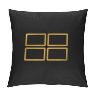 Personality  4 Rectangles Gold Plated Metalic Icon Or Logo Vector Pillow Covers