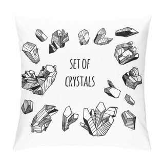 Personality  Set Of Crystals. Black Contour, White Background. Pillow Covers