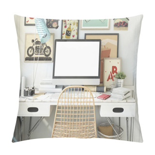 Personality  Hipster Workplace With Computer Pillow Covers