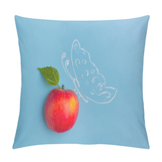 Personality  Butterfly On The Apple On Blue Background Pillow Covers