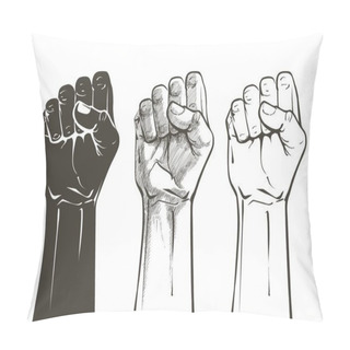Personality  Vector Hand Raised Air Fighting For Human Rights Pillow Covers