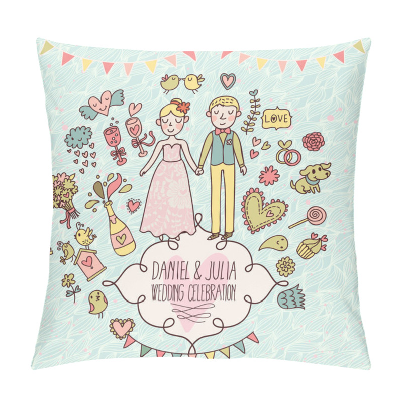 Personality  Wedding vector card in vintage style. pillow covers