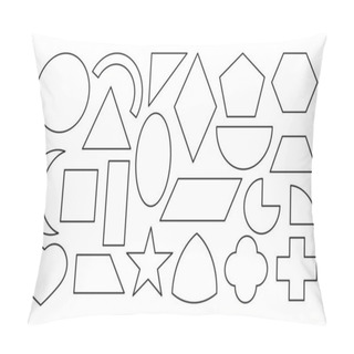 Personality  Black Linear Geometric Shapes Oval Icon Set Vector Pillow Covers