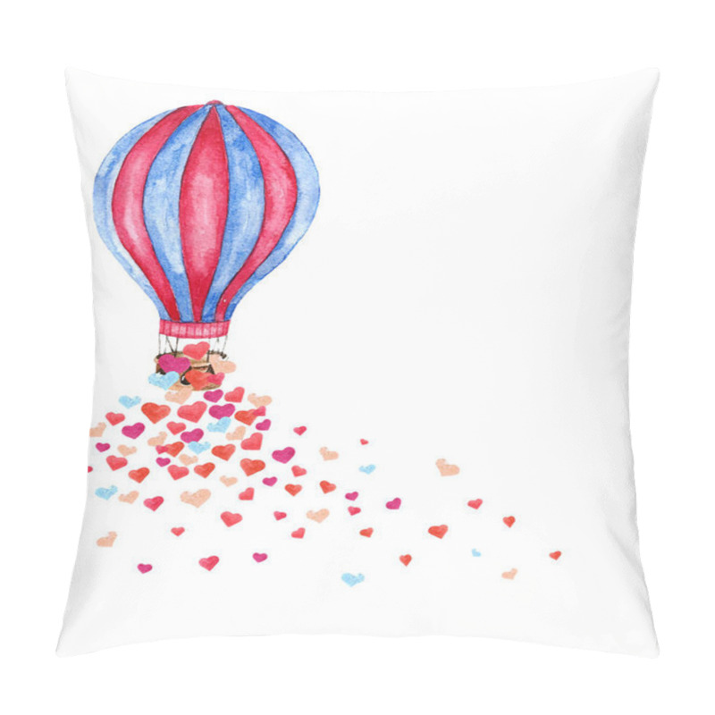 Personality  Watercolor hot air balloon and many hearts. pillow covers