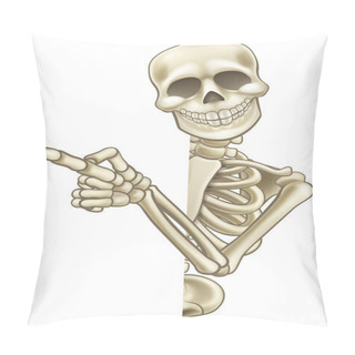 Personality  Skeleton Cartoon Peeking Round Sign And Pointing Pillow Covers