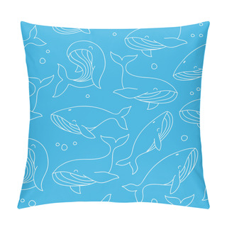 Personality  Seamless Vector Pattern Of Different Whales Pillow Covers