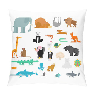 Personality  Animals Set. Beast Collection. Cute Cartoon Animal.jungle And Forest Wild Nature.  Pillow Covers