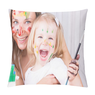 Personality  Happy Mother And Daughter Painting Pillow Covers
