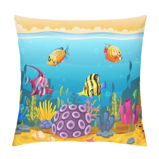 Personality  Cute Fish Cartoon In The Sea Pillow Covers