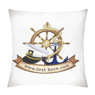 Personality  The Icon Of Most Useful Marine Symbols Grouped With Banner For Your Text.   Pillow Covers