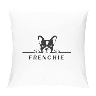 Personality  Frenchie Bulldog Logo. Bulldog Banner On White Pillow Covers